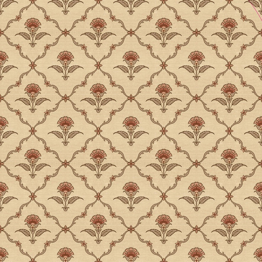 Noor Cartouche Wallpaper – Inspired by Mughal Floral Motifs