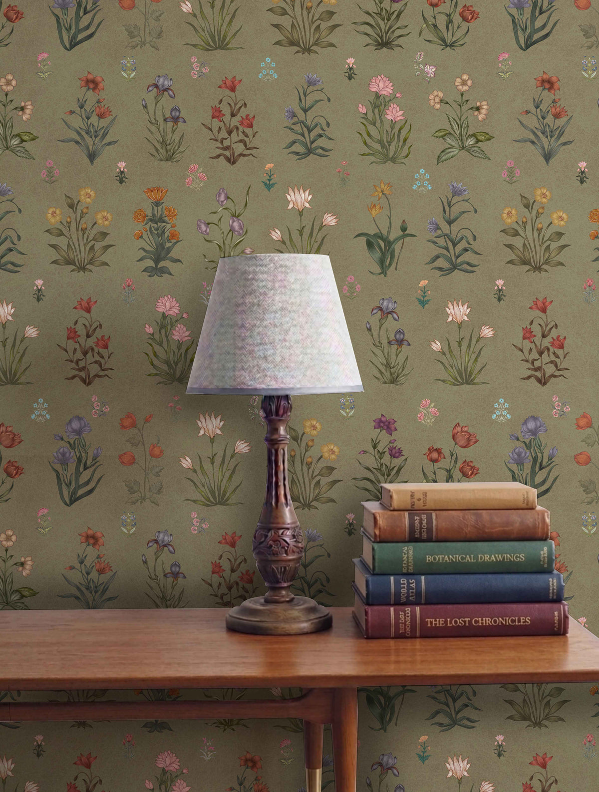 Vintage Bloom Wallpaper - is inspired by the Mughal forest miniature paintings