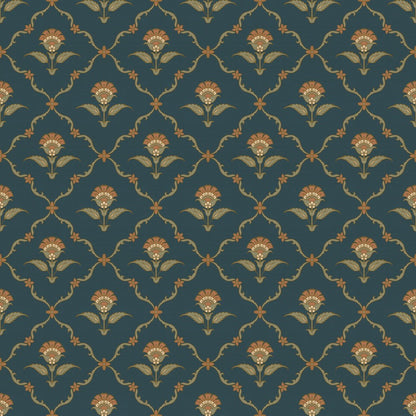 Noor Cartouche Wallpaper – Inspired by Mughal Floral Motifs