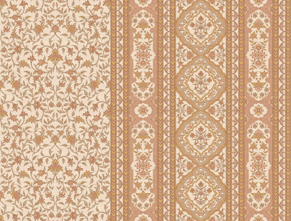 Mehrangarh Jaal Stripe Wallpaper – Inspired by Mughal Floral Panels