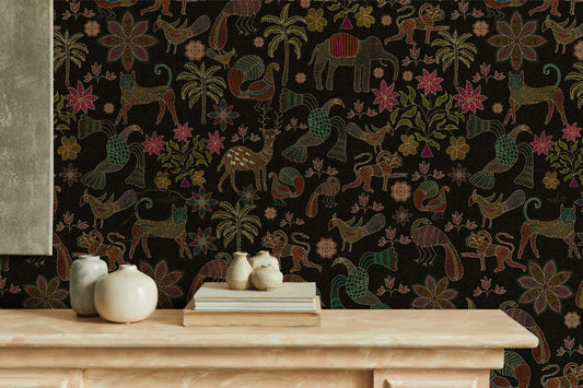 Sundarban Jaal Wallpaper- Inspired by Kantha Patterns