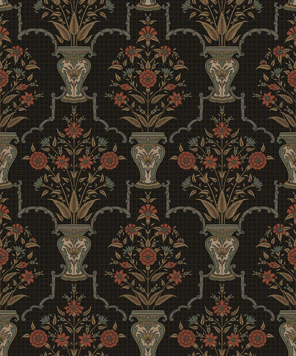 Mughal Grove Wallpaper - is inspired by the Mughal forest miniature paintings