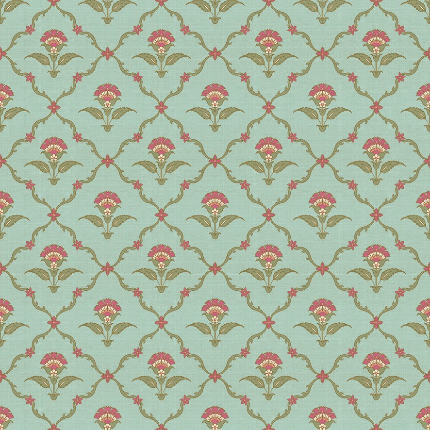 Noor Cartouche Wallpaper – Inspired by Mughal Floral Motifs