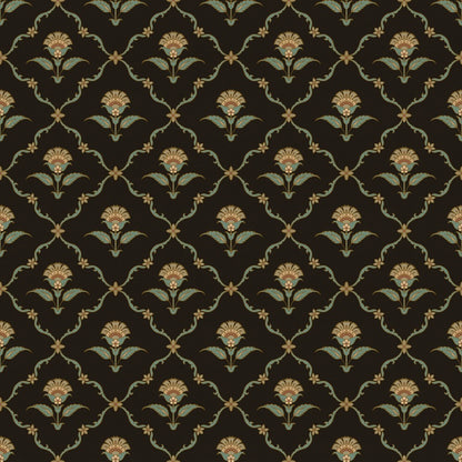 Noor Cartouche Wallpaper – Inspired by Mughal Floral Motifs