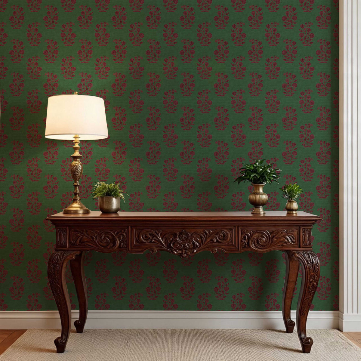 Nargis Wallpaper - is inspired by the Mughal miniature floral motifs