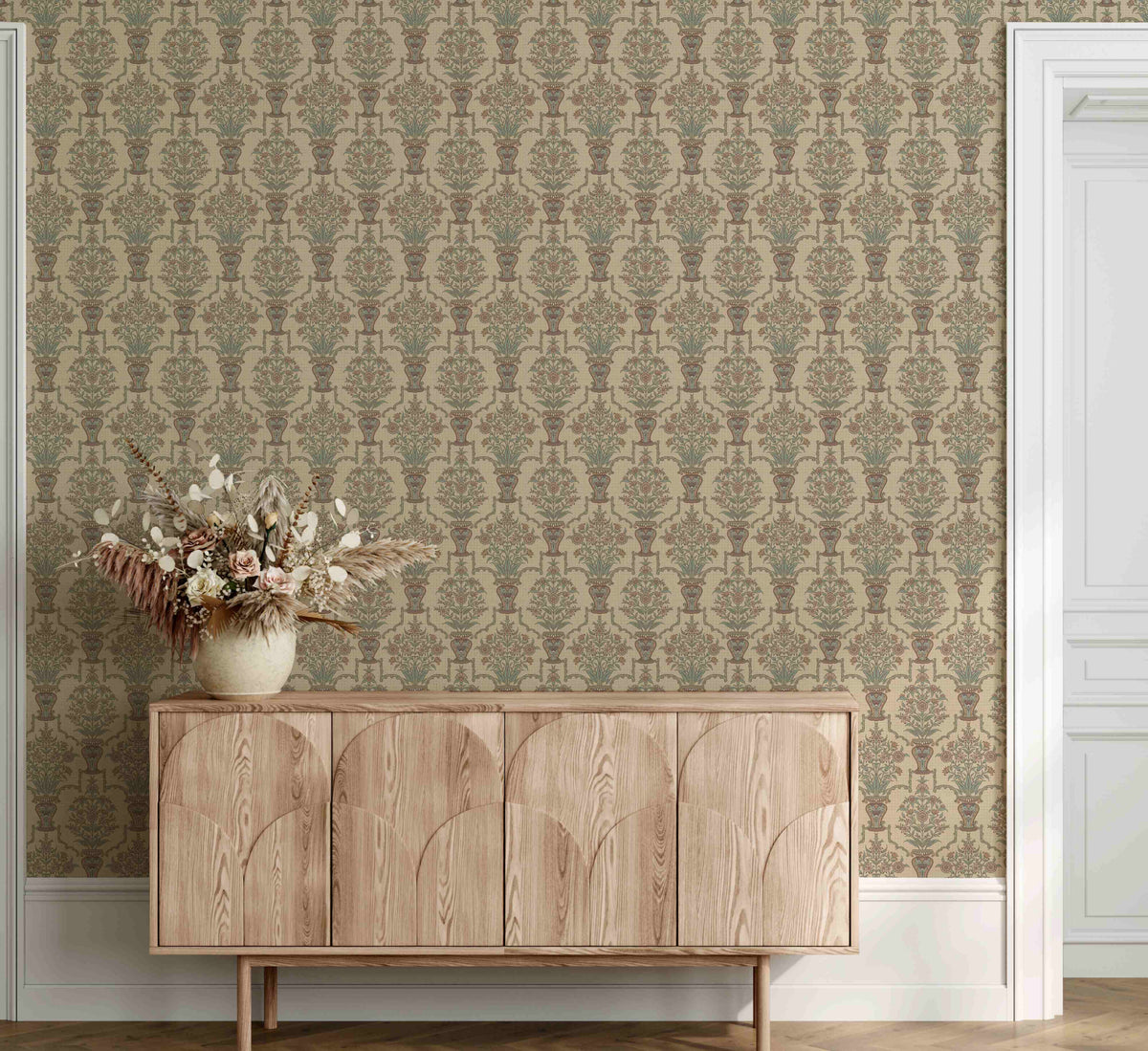Mughal Grove Wallpaper - is inspired by the Mughal forest miniature paintings