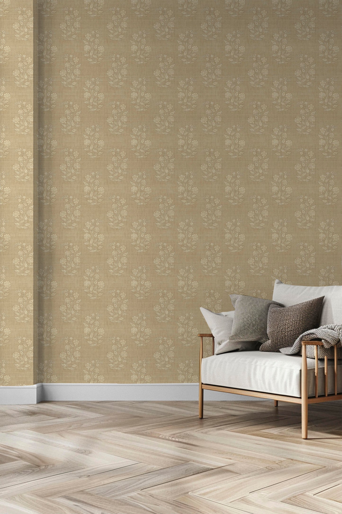 Nargis Wallpaper - is inspired by the Mughal miniature floral motifs