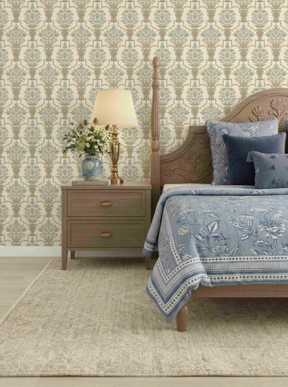 Mughal Grove Wallpaper - is inspired by the Mughal forest miniature paintings