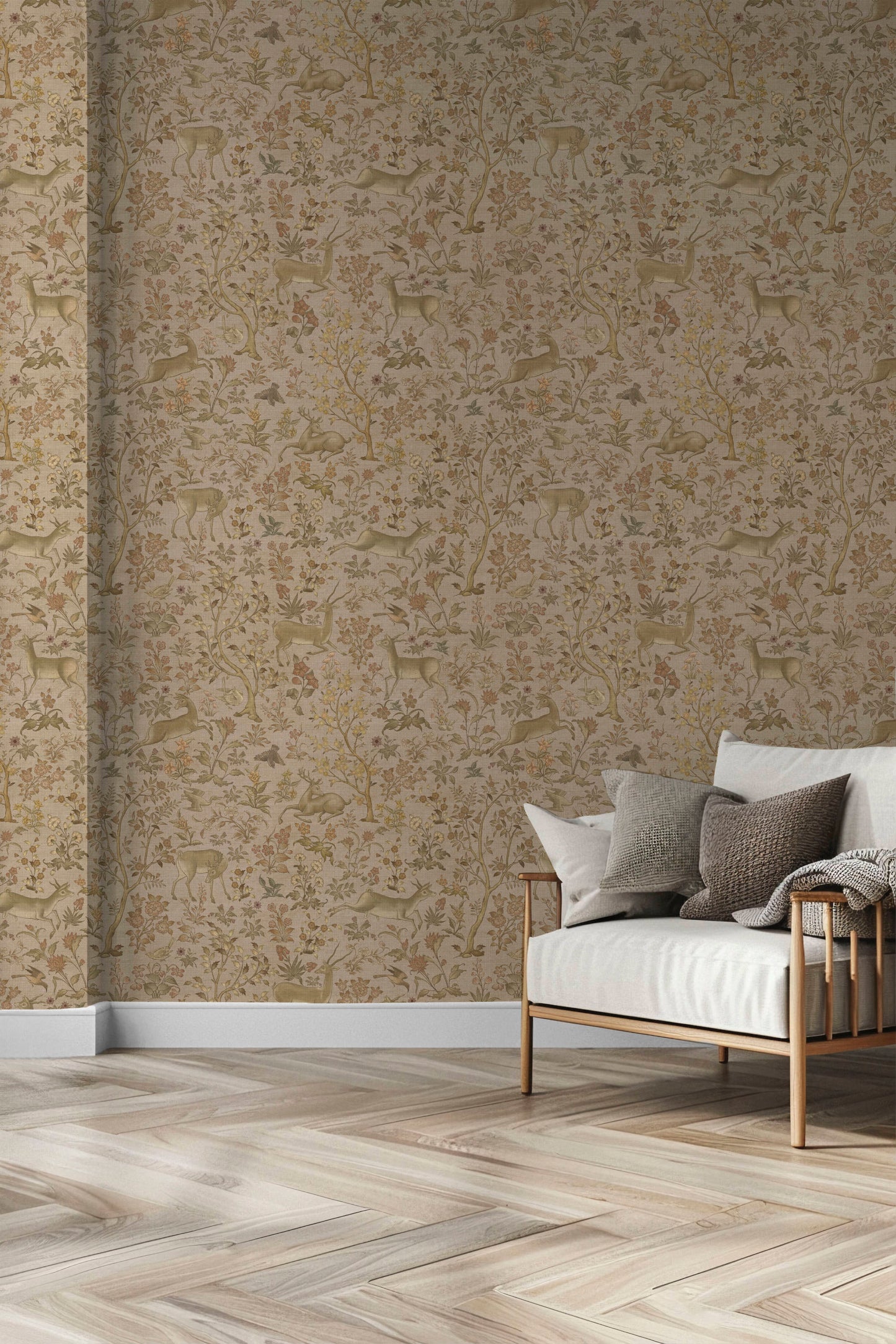 Shahi Van Wallpaper - is inspired by the Mughal forest miniature paintings