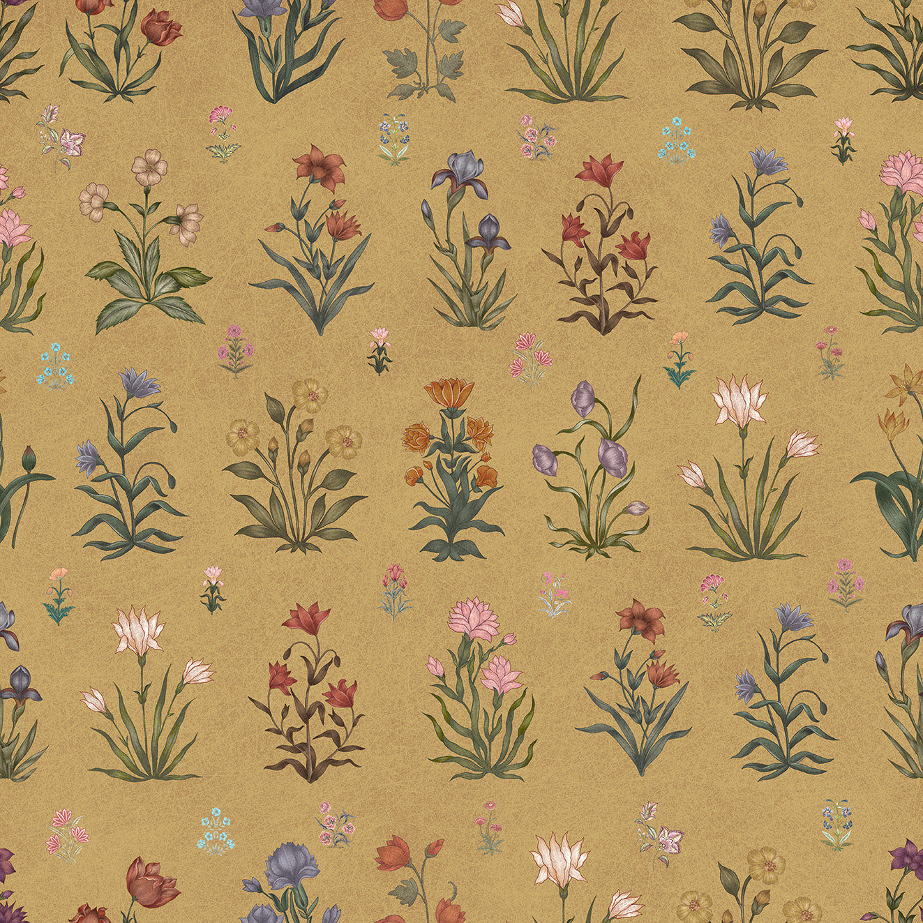 Vintage Bloom Wallpaper - is inspired by the Mughal forest miniature paintings