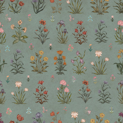 Vintage Bloom Wallpaper - is inspired by the Mughal forest miniature paintings