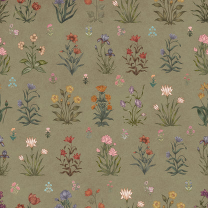 Vintage Bloom Wallpaper - is inspired by the Mughal forest miniature paintings