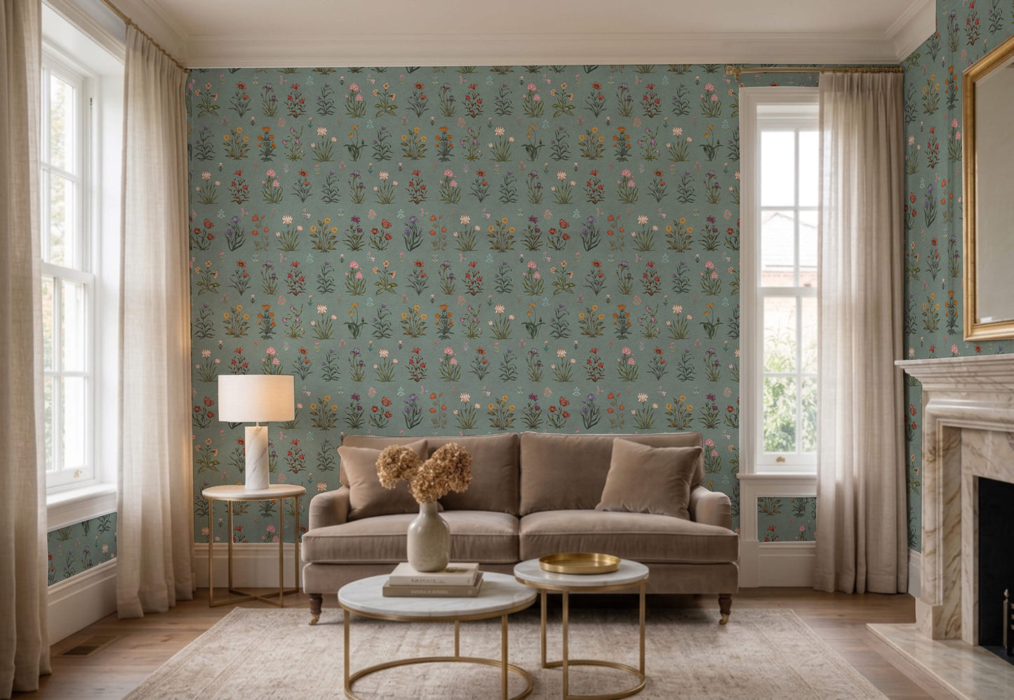 Vintage Bloom Wallpaper - is inspired by the Mughal forest miniature paintings