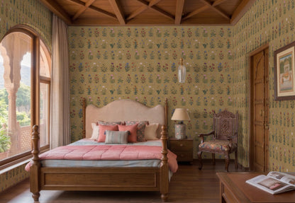 Vintage Bloom Wallpaper - is inspired by the Mughal forest miniature paintings