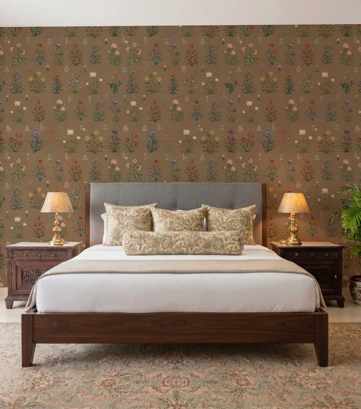 Vintage Bloom Wallpaper - is inspired by the Mughal forest miniature paintings