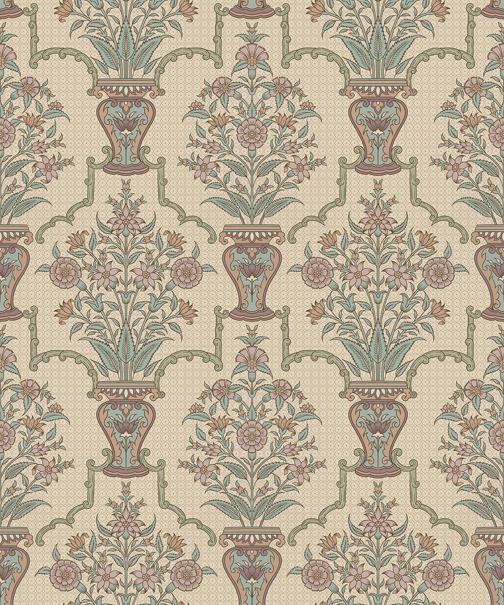 Mughal Grove Wallpaper - is inspired by the Mughal forest miniature paintings