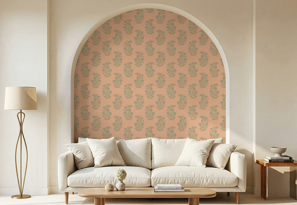 Nargis Wallpaper - is inspired by the Mughal miniature floral motifs