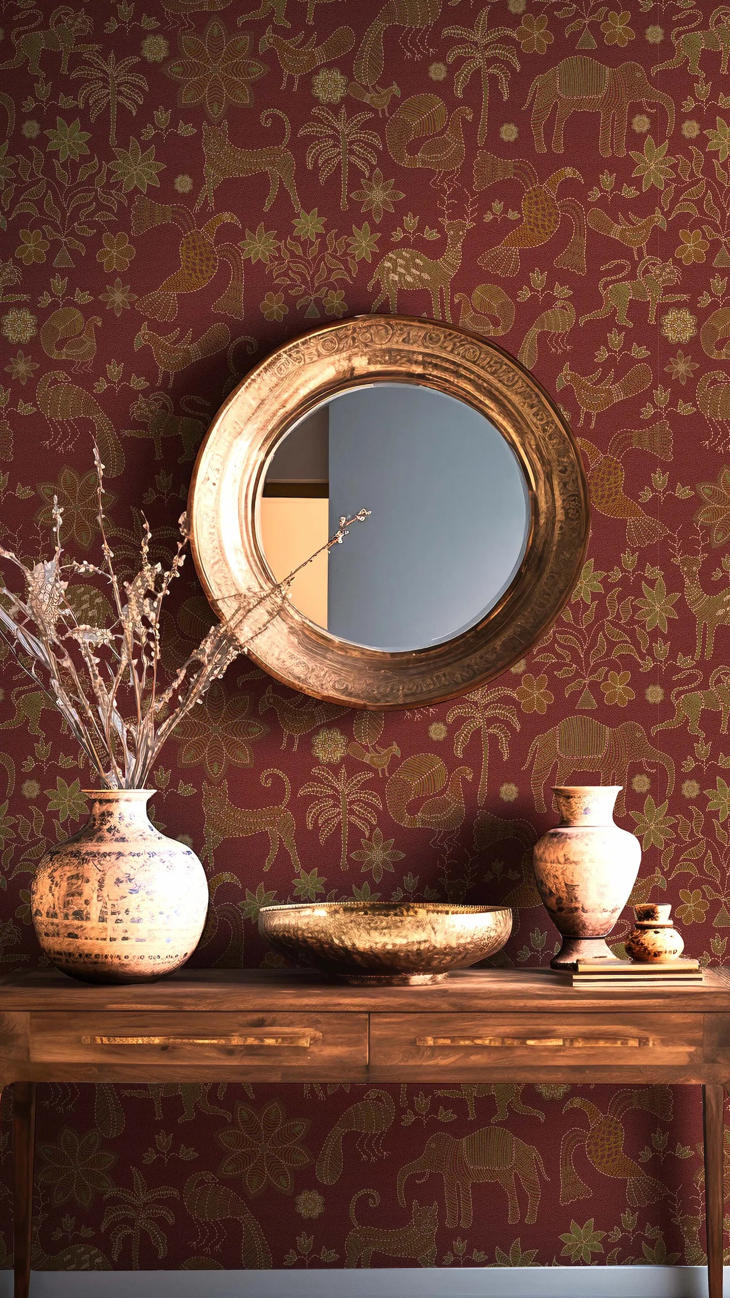 Sundarban Jaal Wallpaper- Inspired by Kantha Patterns
