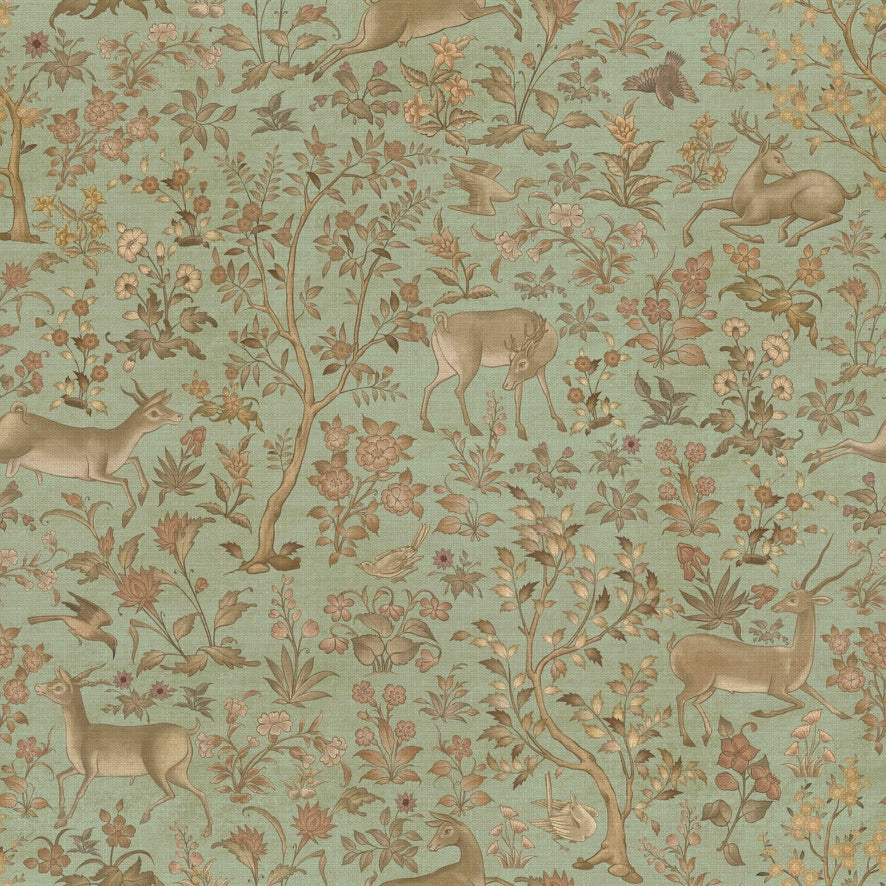Shahi Van Wallpaper - is inspired by the Mughal forest miniature paintings