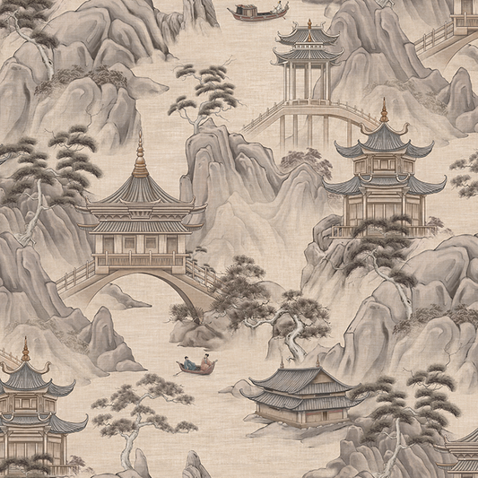 Oriental Pagoda Landscape Wallpaper