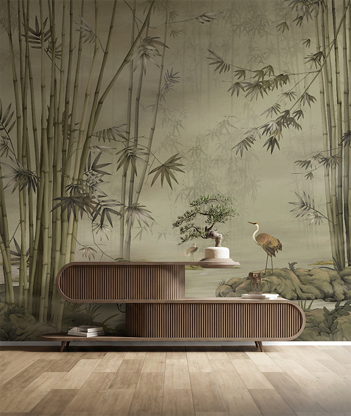 Bamboo Crane Wallpaper