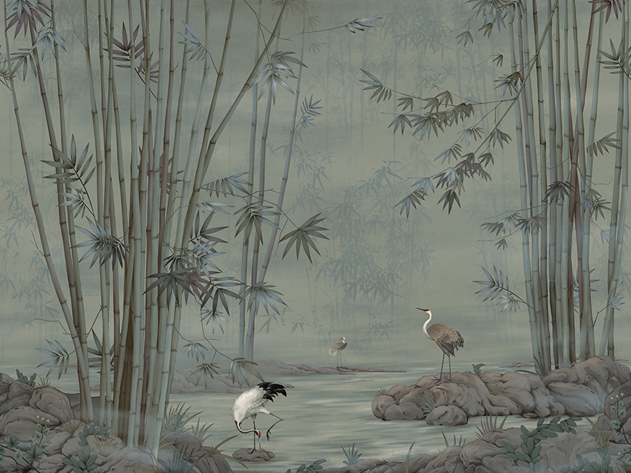 Bamboo Crane Wallpaper