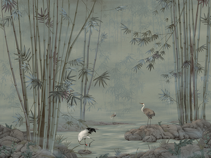 Bamboo Crane Wallpaper