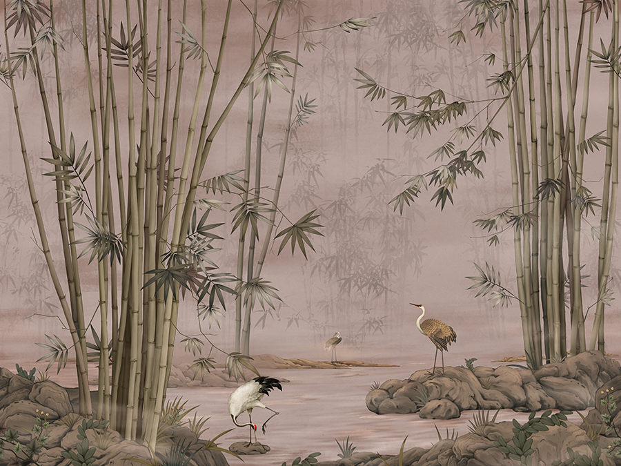 Bamboo Crane Wallpaper