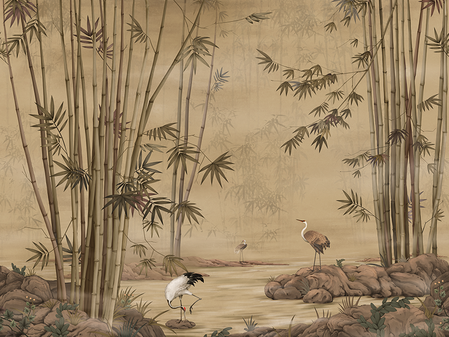 Bamboo Crane Wallpaper
