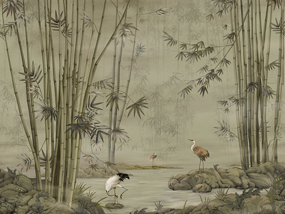 Bamboo Crane Wallpaper