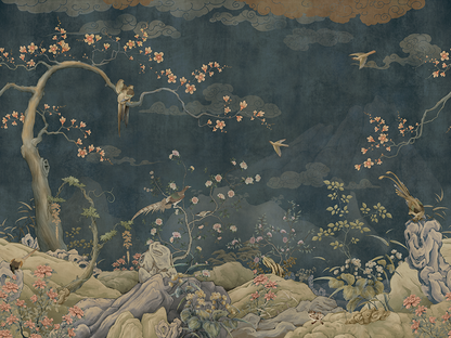 Midnight Blossom Garden Wallpaper