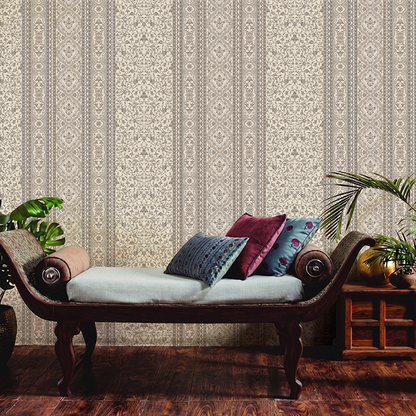 Mehrangarh Jaal Stripe Wallpaper – Inspired by Mughal Floral Panels