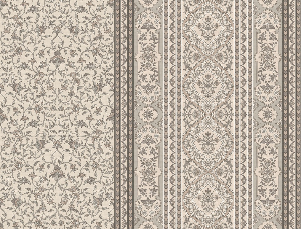 Mehrangarh Jaal Stripe Wallpaper – Inspired by Mughal Floral Panels