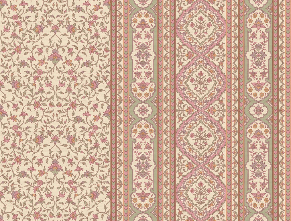 Mehrangarh Jaal Stripe Wallpaper – Inspired by Mughal Floral Panels