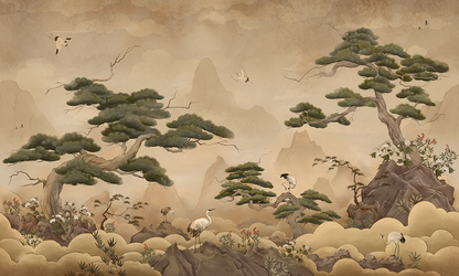 Stork Pine Garden Wallpaper