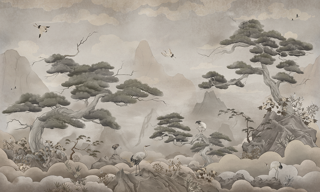 Stork Pine Garden Wallpaper