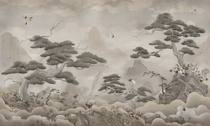 Stork Pine Garden Wallpaper