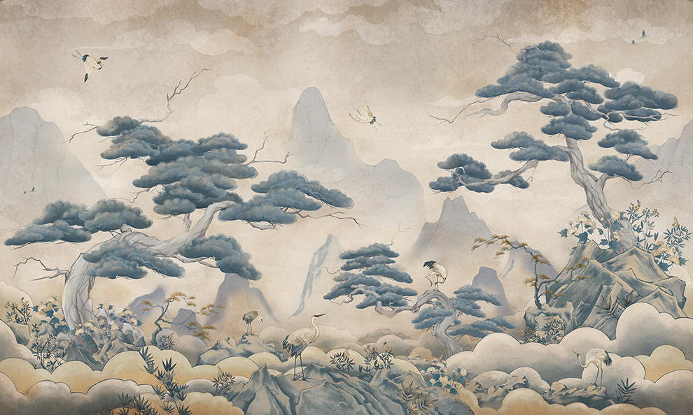 Stork Pine Garden Wallpaper