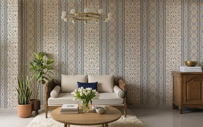 Mehrangarh Jaal Stripe Wallpaper – Inspired by Mughal Floral Panels