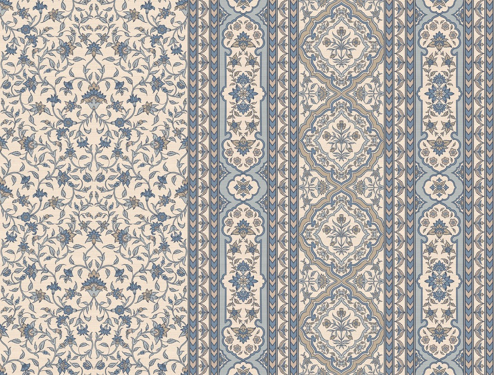 Mehrangarh Jaal Stripe Wallpaper – Inspired by Mughal Floral Panels