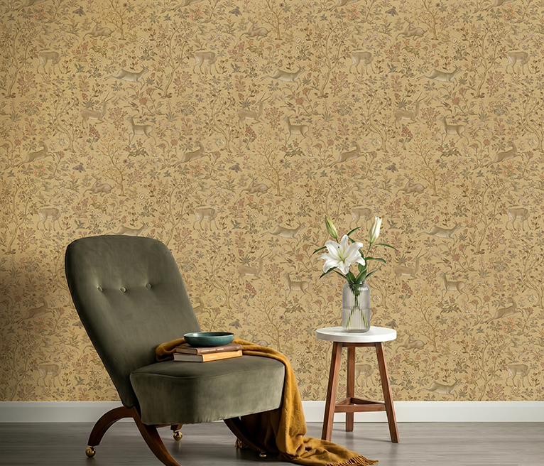 Shahi Van Wallpaper - is inspired by the Mughal forest miniature paintings
